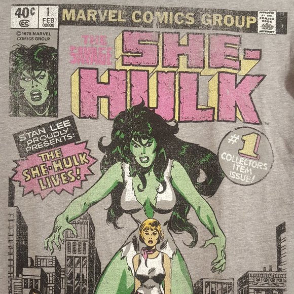 MARVEL SHE-HULK T-SHIRT - Collector's Comics Gray - Picture 2 of 7
